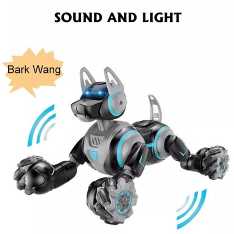 Jucarii, Copii si Bebe - Jucarii si jocuri - Vehicule si jucarii cu telecomanda - Roboti de jucarie - Caine Robot inteligent controlabil prin gesturi si telecomanda iUni 800A, Rotire 360°, Negru - Infinity.ro