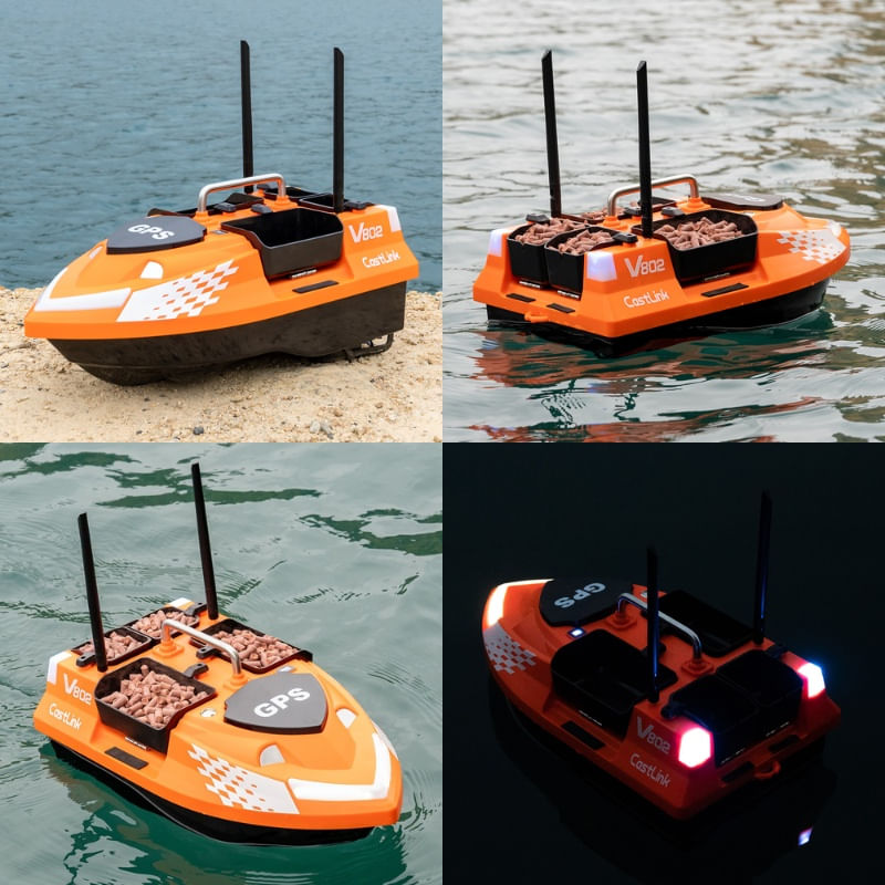 Sport si Outdoor - Sporturi acvatice - Pescuit - Echipament suplimentar pentru pescuit - Barca Plantat, Nadit si Momit iUni V802 PRO, GPS, 12000mAh, 4 cuve, 3kg, 500m, 15km/h, Telecomanda 2.4GHz - Infinity.ro