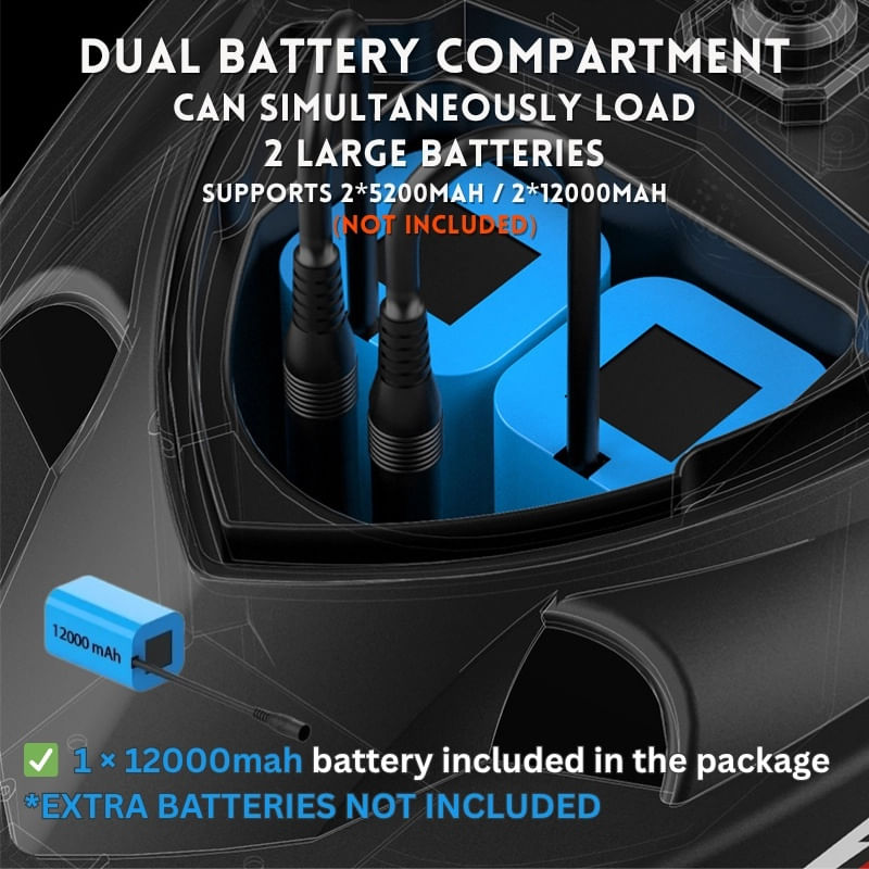 Sport si Outdoor - Sporturi acvatice - Pescuit - Echipament suplimentar pentru pescuit - Barca Plantat, Nadit si Momit iUni V802 PRO, GPS, 12000mAh, 4 cuve, 3kg, 500m, 15km/h, Telecomanda 2.4GHz, Negru - Infinity.ro