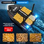 Sport si Outdoor - Sporturi acvatice - Pescuit - Echipament suplimentar pentru pescuit - Barca Plantat, Nadit si Momit iUni V802 PRO, GPS, 12000mAh, 4 cuve, 3kg, 500m, 15km/h, Telecomanda 2.4GHz, Negru - Infinity.ro