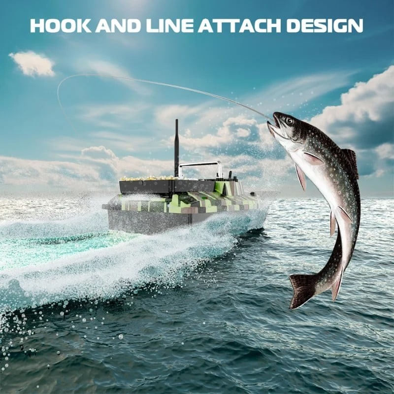 Sport si Outdoor - Sporturi acvatice - Pescuit - Echipament suplimentar pentru pescuit - Barca Plantat, Nadit si Momit iUni V050, 500m, 2kg, 12000mAh, 10km/h, Telecomanda 2.4GHz, Army - Infinity.ro