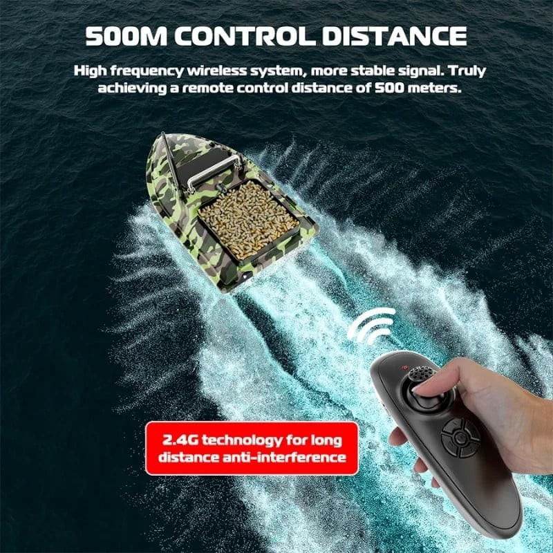 Sport si Outdoor - Sporturi acvatice - Pescuit - Echipament suplimentar pentru pescuit - Barca Plantat, Nadit si Momit iUni V050, 500m, 2kg, 12000mAh, 10km/h, Telecomanda 2.4GHz, Army - Infinity.ro