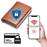 Fashion, accesorii si bijuterii - Femei - Accesorii femei - Portofele femei - Portofel RFID iUni P1, 8 carduri, Print crocodil Maro - Infinity.ro