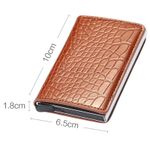 Fashion, accesorii si bijuterii - Femei - Accesorii femei - Portofele femei - Portofel RFID iUni P1, 8 carduri, Print crocodil Maro - Infinity.ro