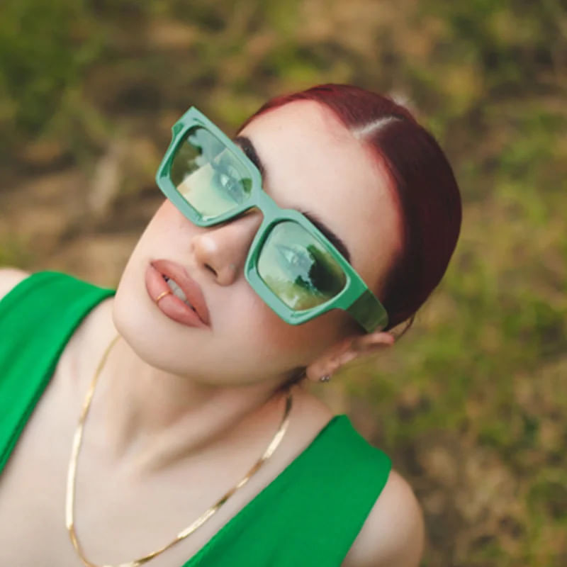 Fashion, accesorii si bijuterii - Barbati - Accesorii barbati - Ochelari de soare barbati - Ochelari de Soare Retro Square iUni iEye, UV400, Green - Infinity.ro