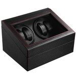 Fashion, accesorii si bijuterii - Barbati - Bijuterii barbati - Ceasuri barbati - Cutie intors ceasuri iUni, Watch Winder 4 + 6 spatii depozitare, Piele ecologica, Carbon - Infinity.ro