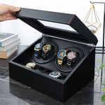 Fashion, accesorii si bijuterii - Barbati - Bijuterii barbati - Ceasuri barbati - Cutie intors ceasuri iUni, Watch Winder 4 + 6 spatii depozitare, Piele ecologica, Carbon - Infinity.ro