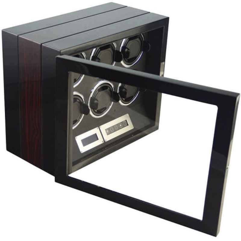 Fashion, accesorii si bijuterii - Barbati - Bijuterii barbati - Ceasuri barbati - Cutie intors ceasuri automatice cu amprenta iUni, Luxury Watch Winder 6 Mahon-Black - Infinity.ro