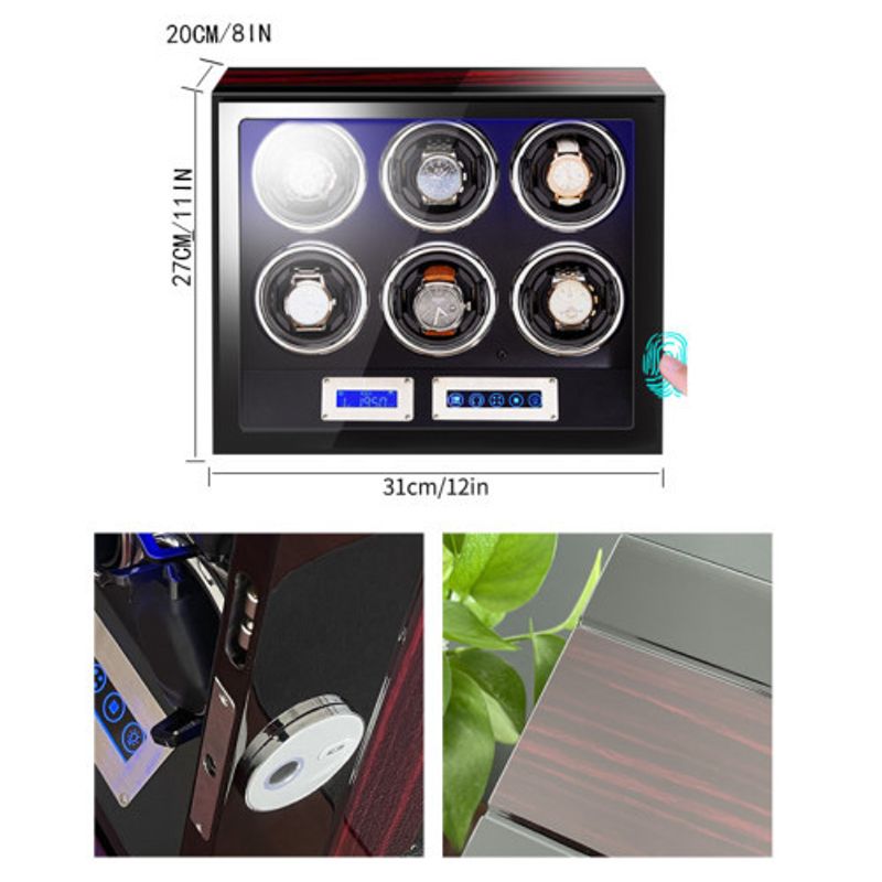 Fashion, accesorii si bijuterii - Barbati - Bijuterii barbati - Ceasuri barbati - Cutie intors ceasuri automatice cu amprenta iUni, Luxury Watch Winder 6 Mahon-Black - Infinity.ro