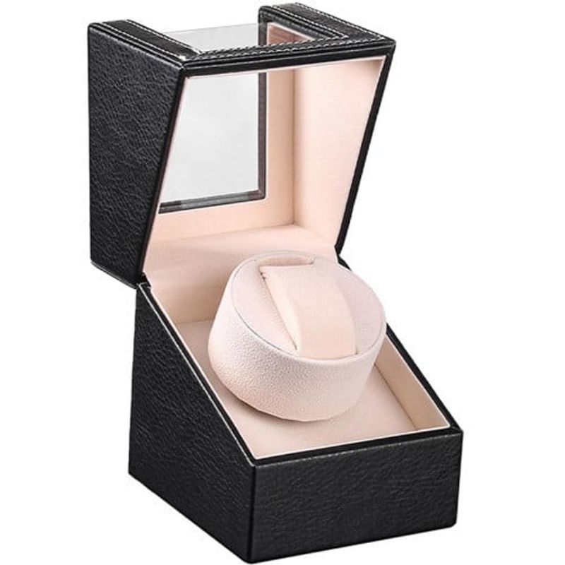 Fashion, accesorii si bijuterii - Barbati - Bijuterii barbati - Ceasuri barbati - Cutie intors ceas automatic iUni, Watch Winder, Negru-Crem - Infinity.ro