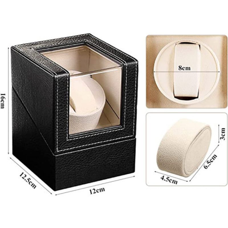 Fashion, accesorii si bijuterii - Barbati - Bijuterii barbati - Ceasuri barbati - Cutie intors ceas automatic iUni, Watch Winder, Negru-Crem - Infinity.ro