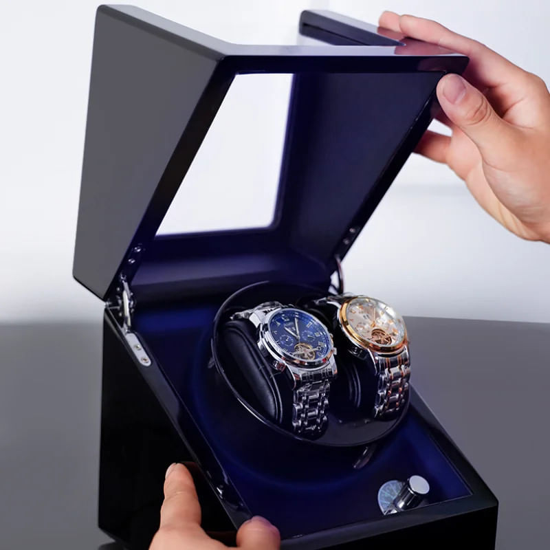 Fashion, accesorii si bijuterii - Barbati - Bijuterii barbati - Ceasuri barbati - Cutie intors ceasuri iUni, 4 programe, Watch Winder 2, Black - Infinity.ro