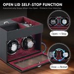 Fashion, accesorii si bijuterii - Barbati - Bijuterii barbati - Ceasuri barbati - Cutie intors ceasuri iUni, Watch Winder 2 + 3 Compartimente accesorii, Piele ecologica, Negru-Rosu - Infinity.ro