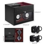 Fashion, accesorii si bijuterii - Barbati - Bijuterii barbati - Ceasuri barbati - Cutie intors ceasuri iUni, Watch Winder 2 + 3 Compartimente accesorii, Piele ecologica, Negru-Rosu - Infinity.ro