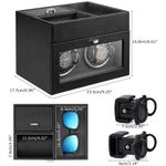 Fashion, accesorii si bijuterii - Barbati - Bijuterii barbati - Ceasuri barbati - Cutie intors ceasuri iUni, Watch Winder 2 + 3 Compartimente accesorii, Piele ecologica, Negru-Gri - Infinity.ro