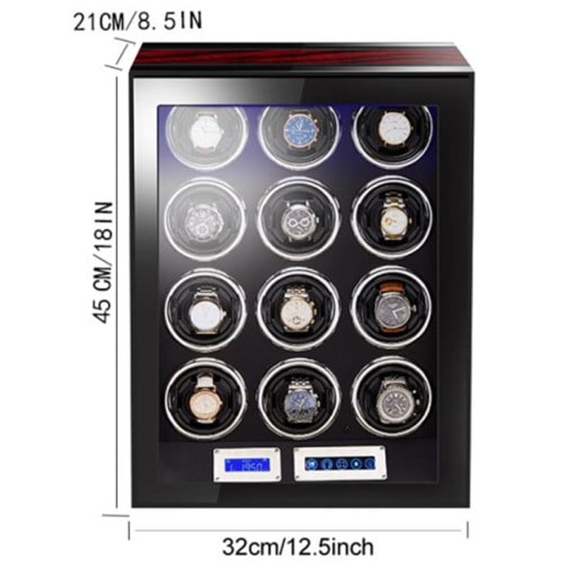 Fashion, accesorii si bijuterii - Barbati - Bijuterii barbati - Ceasuri barbati - Cutie intors ceasuri automatice iUni, Luxury Watch Winder 12 Mahon-Negru - Infinity.ro