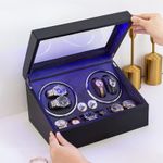 Fashion, accesorii si bijuterii - Barbati - Bijuterii barbati - Ceasuri barbati - Cutie intors ceasuri iUni, 4 Programe, Watch Winder 4 + 6 spatii depozitare, Piele ecologica, Black - Infinity.ro