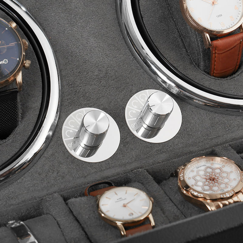 Fashion, accesorii si bijuterii - Barbati - Bijuterii barbati - Ceasuri barbati - Cutie intors ceasuri iUni, 4 Programe, Watch Winder 4 + 6 spatii depozitare, Piele ecologica, Black - Infinity.ro