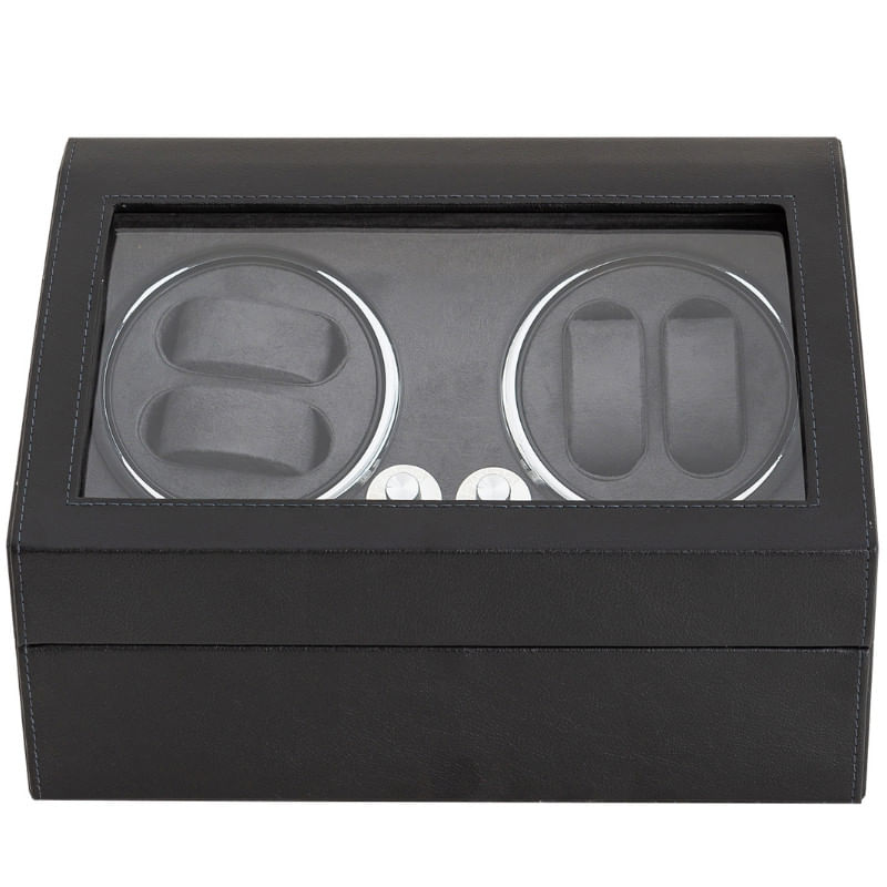 Fashion, accesorii si bijuterii - Barbati - Bijuterii barbati - Ceasuri barbati - Cutie intors ceasuri iUni, 4 Programe, Watch Winder 4 + 6 spatii depozitare, Piele ecologica, Black - Infinity.ro