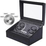 Fashion, accesorii si bijuterii - Barbati - Bijuterii barbati - Ceasuri barbati - Cutie intors ceasuri iUni, 4 Programe, Watch Winder 4 + 6 spatii depozitare, Piele ecologica, Black - Infinity.ro