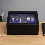 Fashion, accesorii si bijuterii - Barbati - Bijuterii barbati - Ceasuri barbati - Cutie intors ceasuri iUni, 4 Programe, Watch Winder 4 + 6 spatii depozitare, Piele ecologica, Black - Infinity.ro