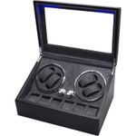Fashion, accesorii si bijuterii - Barbati - Bijuterii barbati - Ceasuri barbati - Cutie intors ceasuri iUni, 4 Programe, Watch Winder 4 + 6 spatii depozitare, Piele ecologica, Black - Infinity.ro