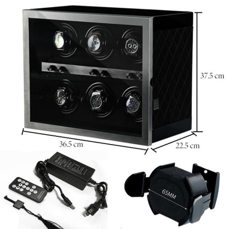 Fashion, accesorii si bijuterii - Barbati - Bijuterii barbati - Ceasuri barbati - Cutie intors ceasuri automatice iUni, Luxury Watch Winder 6 Negru - Infinity.ro