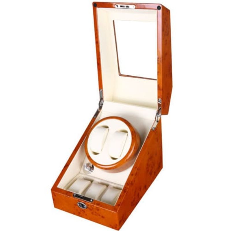 Fashion, accesorii si bijuterii - Barbati - Bijuterii barbati - Ceasuri barbati - Cutie intors ceasuri automatice iUni, Watch Winder 2 + 3 spatii depozitare, 5 Programe, Gold - Infinity.ro