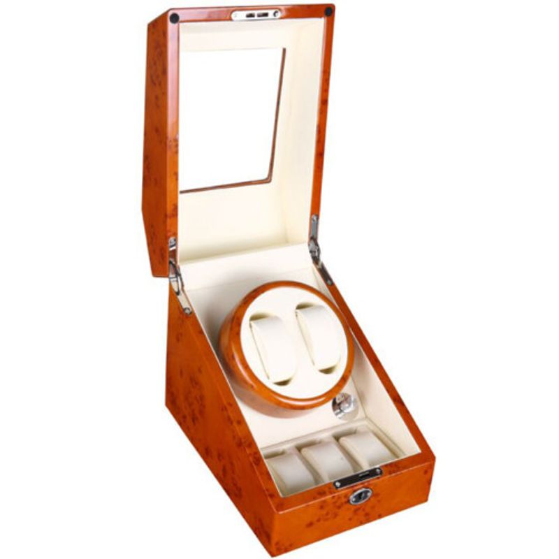 Fashion, accesorii si bijuterii - Barbati - Bijuterii barbati - Ceasuri barbati - Cutie intors ceasuri automatice iUni, Watch Winder 2 + 3 spatii depozitare, 5 Programe, Gold - Infinity.ro
