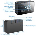 Laptop, Telefoane si Tablete - Wearables si gadgeturi - Gadgeturi - Dispozitive spionaj - Ceas de birou cu Camera Spion iUni IP61, Full HD, 8GB, Wi-Fi, Night Vision, Termometru interior - Infinity.ro