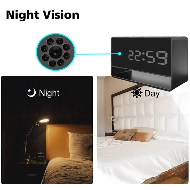 Laptop, Telefoane si Tablete - Wearables si gadgeturi - Gadgeturi - Dispozitive spionaj - Camera Spion in ceas de birou iUni IP27 Mini, 8GB, Wi-Fi, Vizualizare 4K, Night Vision, Senzor de miscare - Infinity.ro