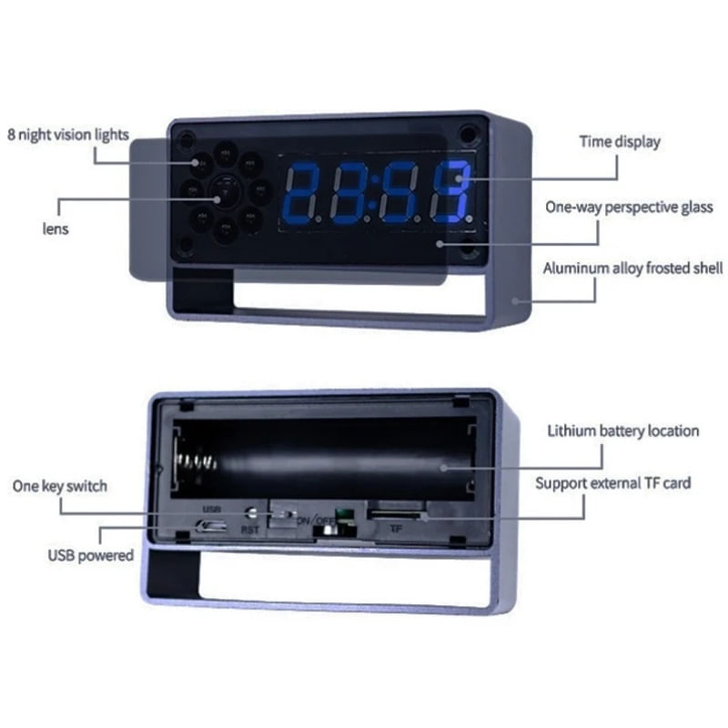 Laptop, Telefoane si Tablete - Wearables si gadgeturi - Gadgeturi - Dispozitive spionaj - Camera Spion in ceas de birou iUni IP27 Mini, 8GB, Wi-Fi, Vizualizare 4K, Night Vision, Senzor de miscare - Infinity.ro