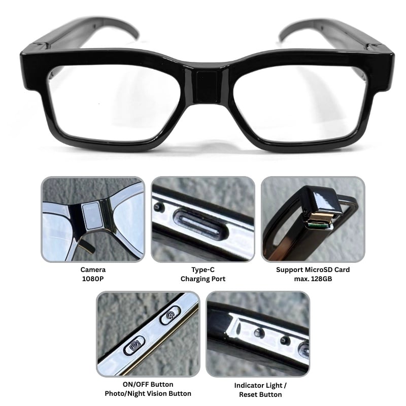 Laptop, Telefoane si Tablete - Wearables si gadgeturi - Gadgeturi - Dispozitive spionaj - Ochelari Spion cu Camera iUni G7, Full HD, Night Vision, Suport Card MicroSD - Infinity.ro