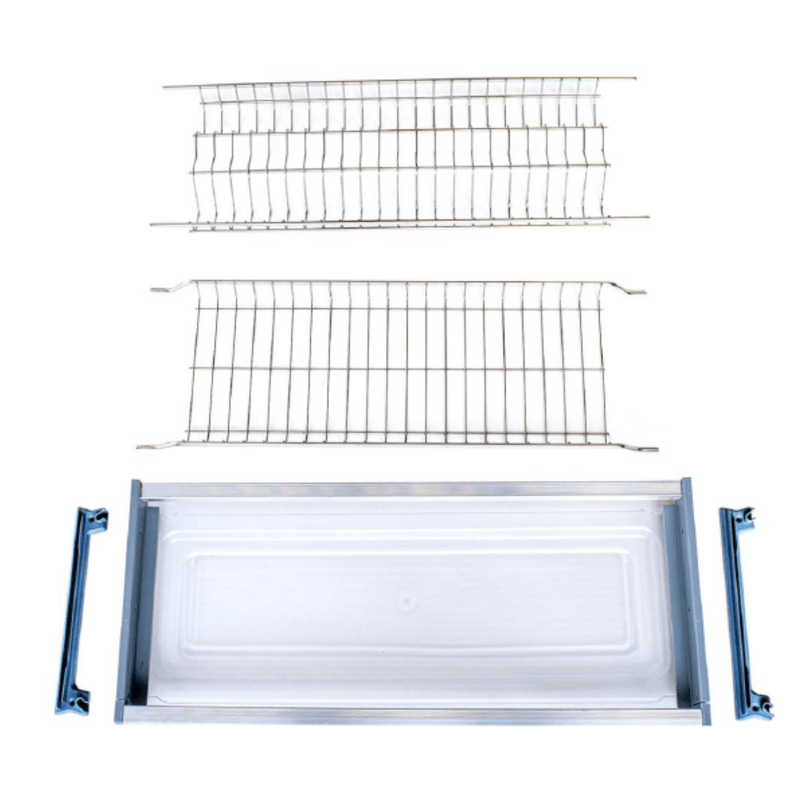 Casa si Gradina - Bucatarie si vesela - Organizare si depozitare bucatarie - Scurgator vase - Scurgator Vase din Otel Inoxidabil cu 2 Rafturi, Pentru Dulap cu Dimensiune Exterioara de 900mm, Tavita de Plastic, Inox - Infinity.ro