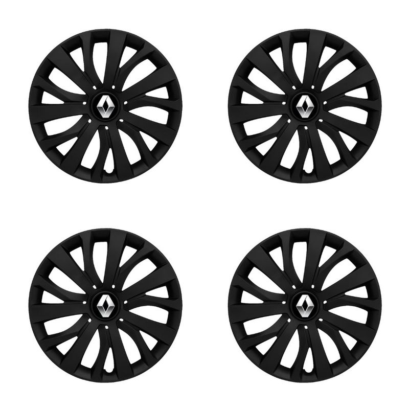 Auto si Moto - Anvelope si jante - Accesorii roti - Capace roti - Set 4 capace roti potrivite jantelor de 16 inch (R16) compatibile RENAULT, Model - 432 Black Edition - Infinity.ro