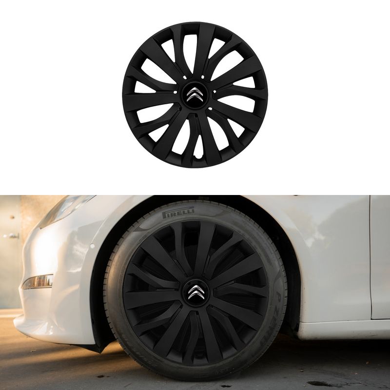 Auto si Moto - Anvelope si jante - Accesorii roti - Capace roti - Set 4 capace roti potrivite jantelor de 16 inch (R16) compatibile CITROEN, Model - 432 Black Edition - Infinity.ro