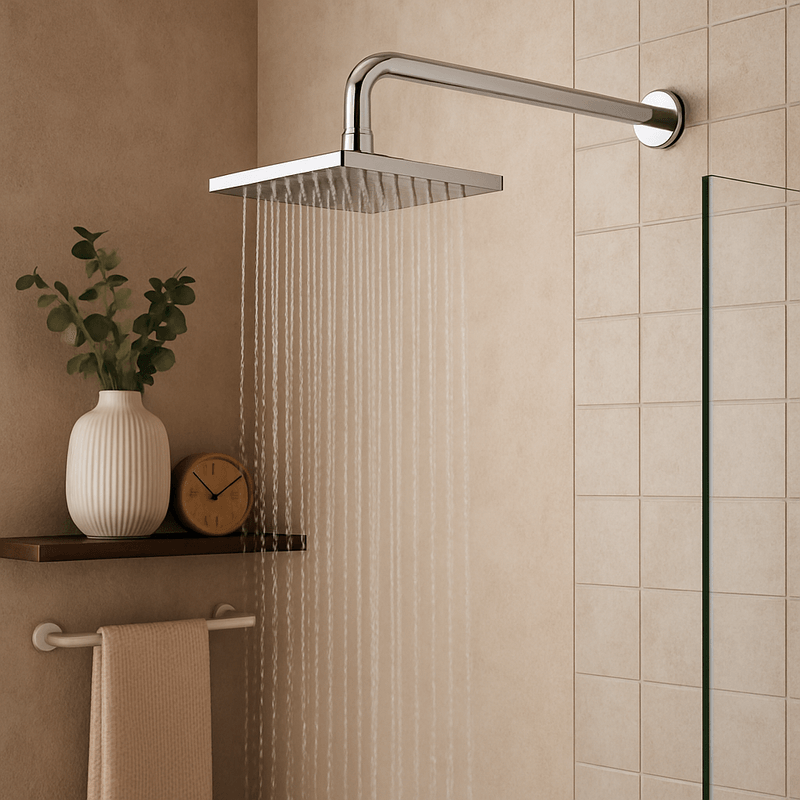 Casa si Gradina - Sanitare - Cazi si cabine de dus - Coloane si seturi de dus - Brat de dus Remer Rubinetterie Wellness 34340, 40 cm, suport perete, G 1/2", cromat, rezistent la calcar, alama - Infinity.ro