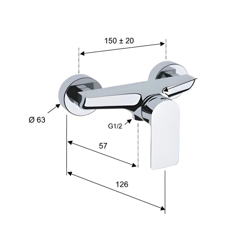 Casa si Gradina - Sanitare - Lavoar baie si accesorii - Baterii sanitare - Baterie de dus Remer Rubinetterie Infinity I33, monocomanda, montaj pe perete, cartus ceramic, cromat lucios, alama - Infinity.ro