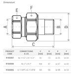 Casa si Gradina - Sanitare - Instalatii hidro - Fitinguri - Racord olandez drept Giacomini R18X008, alama cromata, filet interior 2” x 2" filet exterior, instalatii HVAC - Infinity.ro