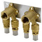 Casa si Gradina - Sanitare - Instalatii hidro - Fitinguri - Kit fitinguri presa Giacomini RM138KY033, cu suport perete, 2 coturi 90°, filet interior 1/2” x 16 mm, alama - Infinity.ro