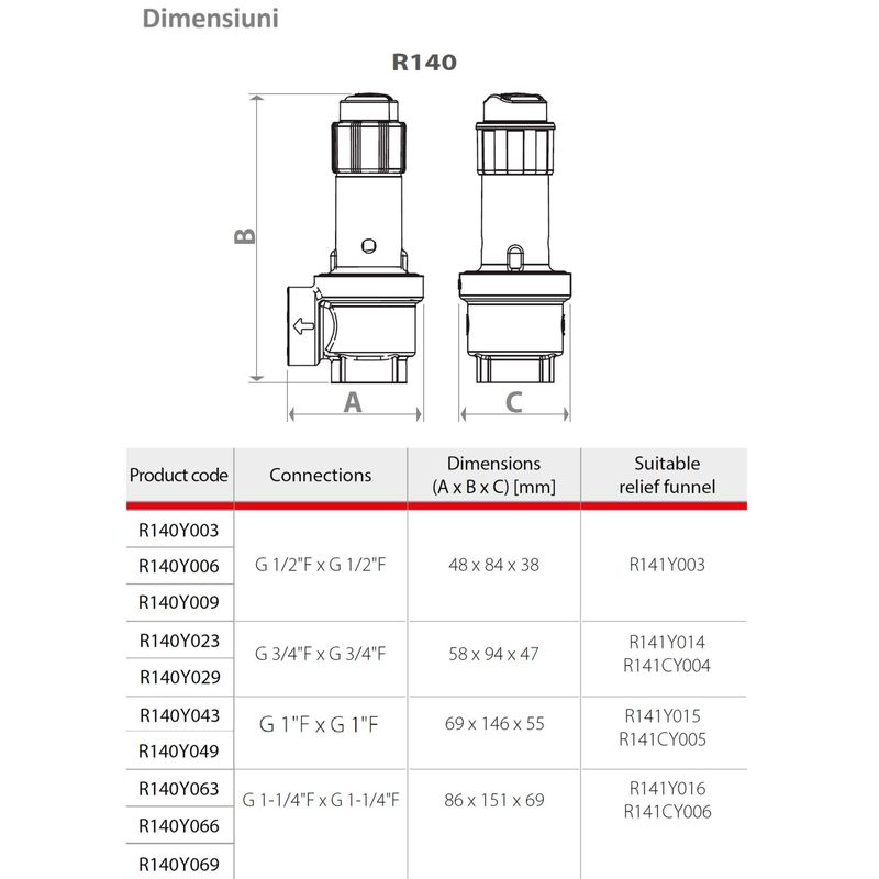 Casa si Gradina - Sanitare - Instalatii hidro - Fitinguri - Supapa de siguranta cu membrana Giacomini R140Y063, alama, filet interior 1 1/4", 3 bar - Infinity.ro