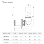 Casa si Gradina - Sanitare - Instalatii hidro - Fitinguri - Cot presare Giacomini RM128X014, 90°, cu teava cupru cromat Ø16 mm, lungime 150 mm, pentru tevi multistrat si plastic - Infinity.ro