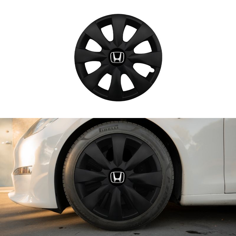 Auto si Moto - Anvelope si jante - Accesorii roti - Capace roti - Set 4 capace roti potrivite jantelor de 15 inchi (R15) compatibile HONDA, Model - 316 Black Edition - Infinity.ro