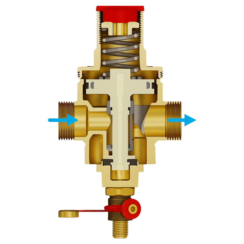 Casa si Gradina - Sanitare - Instalatii hidro - Fitinguri - Reductor de presiune cu piston Giacomini R153PX004, 3/4", filet interior, 1-5.5 bar, PN25, alama nichelata - Infinity.ro