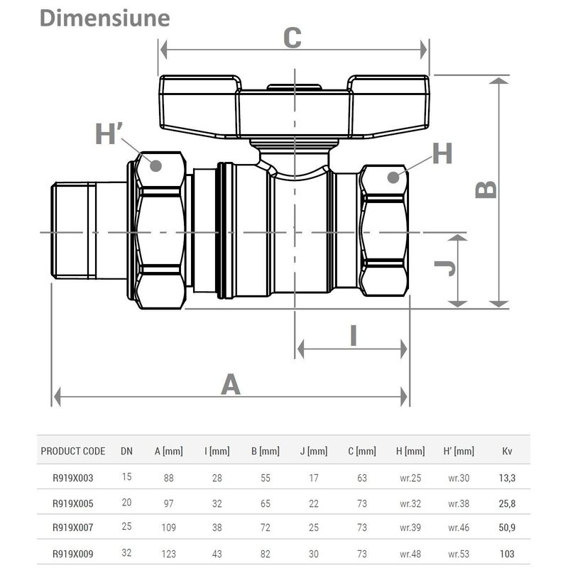 Casa si Gradina - Sanitare - Instalatii hidro - Robineti - Robinet cu olandez si cu bila Giacomini R919X005, DADO, filet interior-exterior 3/4", alama - Infinity.ro