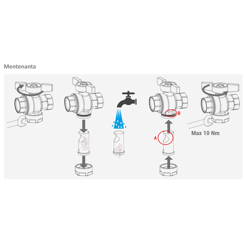 Casa si Gradina - Sanitare - Instalatii hidro - Robineti - Robinet cu bila Giacomini R701FY023, 1/2” filet interior x 1/2” filet interior, cu filtru integrat, alama, - Infinity.ro