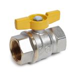 Casa si Gradina - Sanitare - Instalatii hidro - Robineti - Robinet cu bila pentru gaze Giacomini R731GAX004, filet interior 3/4 inch, full port, maneta T galbena, alama nichelata - Infinity.ro