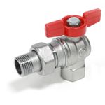 Casa si Gradina - Sanitare - Instalatii hidro - Robineti - Robinet cu bila unghiular Giacomini R789X003, 1/2” filet interior x 1/2” filet exterior, maner T rosu, apa, alama - Infinity.ro