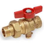 Casa si Gradina - Sanitare - Instalatii hidro - Robineti - Robinet cu bila Giacomini R859TY007, 1” filet interior x 1” filet exterior, maner T rosu, cu suport pentru sonda, alama - Infinity.ro