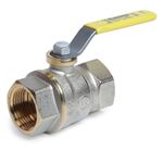 Casa si Gradina - Sanitare - Instalatii hidro - Robineti - Robinet cu bila Giacomini R730GAX005, 1” filet interior, maneta otel galben, pentru gaz periculos, alama nichelata - Infinity.ro